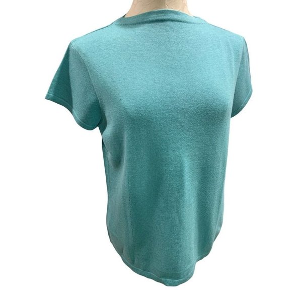 XL Izod Women's New Classics Turquoise Short Sleeve Sweater 1990s - Picture 1 of 7
